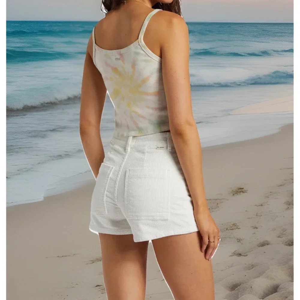 BILLABONG Free Fall Corduroy Shorts Womens Size 30 Salt Crystal Cream‎ Retro NWT - Picture 3 of 9